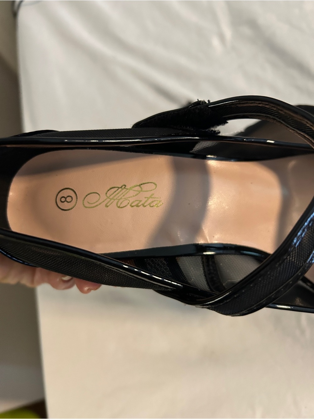 Mata Women's Black Patent Strappy Slingback Heels